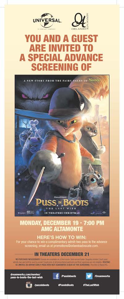 Puss in Boots promo ad