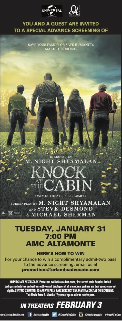 Promo ad for Knock at the Cabin