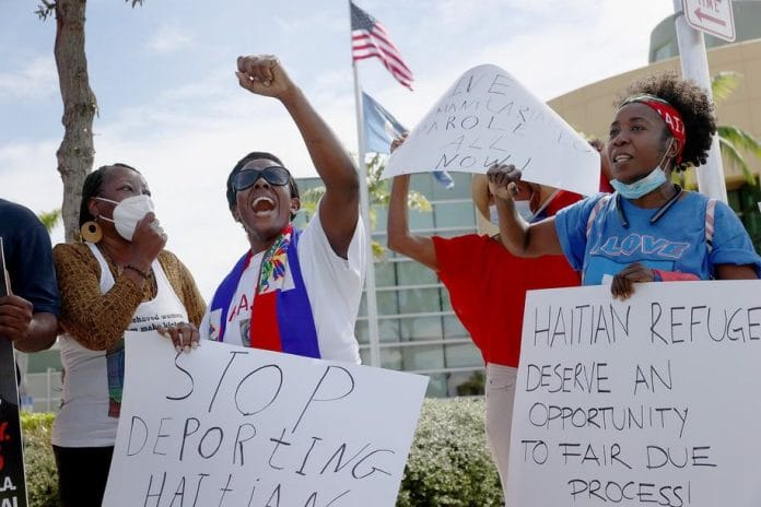 GettyImages-1341907676 This is a Getty Image showing Haitian deportation protests
